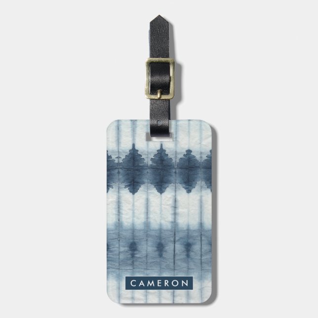 Shibori Indigio Print Luggage Tag (Front Vertical)