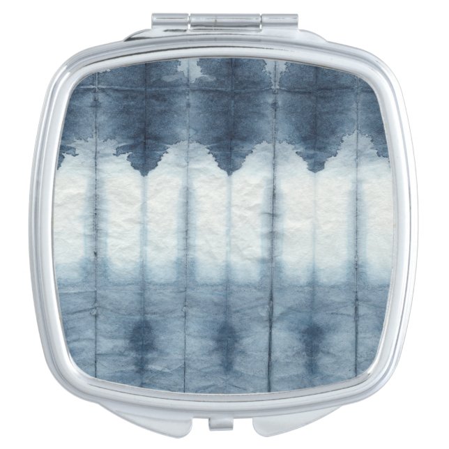 Shibori Indigio Print Makeup Mirror (Front)