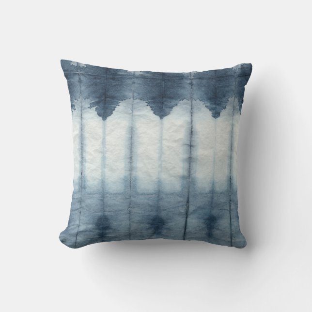 Shibori Indigio Print Throw Pillow (Front)
