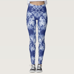 Light Sky Blue, Indigo & Beige Colored Pattern Capri Leggings