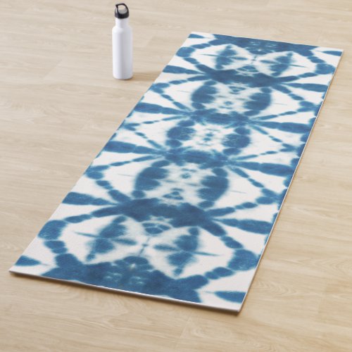 Shibori Indigo Blue Tie Dye Twist Pattern Yoga Mat