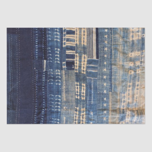 Shibori Indigo Mudcloth Quilt Tissue Paper (Front)