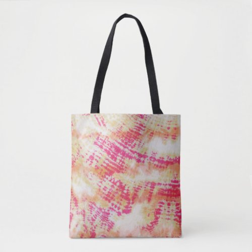 Shibori Pink Orange Tie Dye Fabric Pattern Boho Tote Bag