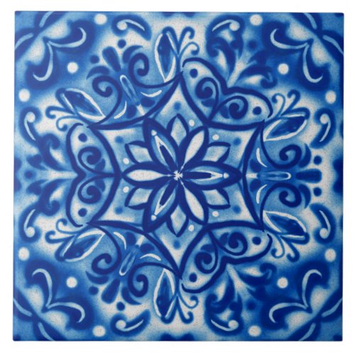 Shibori Snowflake Ceramic Tile