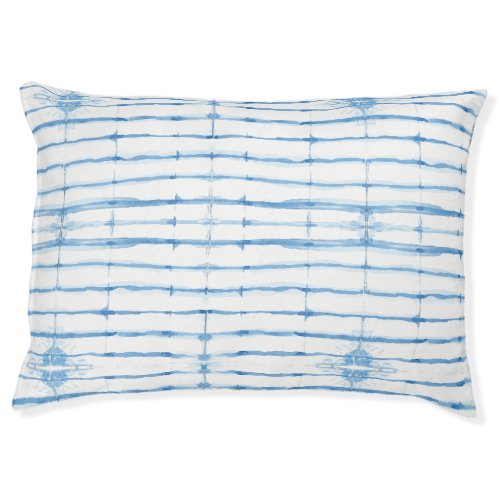 Shibori Tie Dye Blue Line Pattern Dog Bed