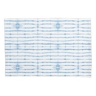 Shibori Tie Dye Blue Line Pattern Pillow Case