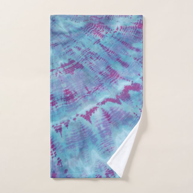 Shibori Tie Dye Blue Purple Boho Bath Towel Set (Hand Towel)