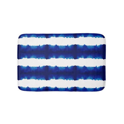 Shibori Tie Dye Blue Stripe Pattern Bath Mat