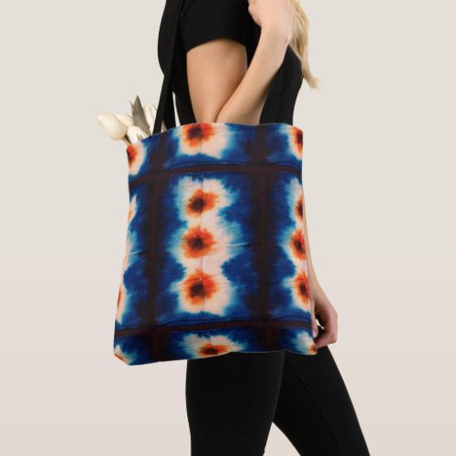 Shibori Tie Dye Fabric Pattern Boho Tote Bag