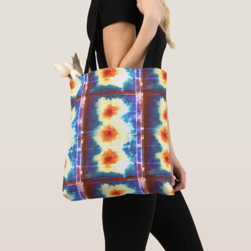 Shibori Tie Dye Fabric Pattern Boho Tote Bag