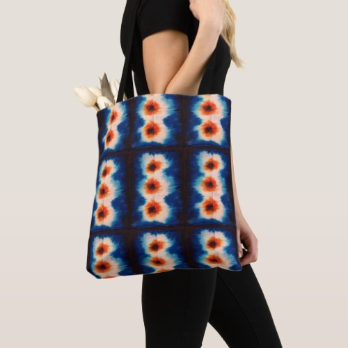 Shibori Tie Dye Fabric Pattern Boho Tote Bag