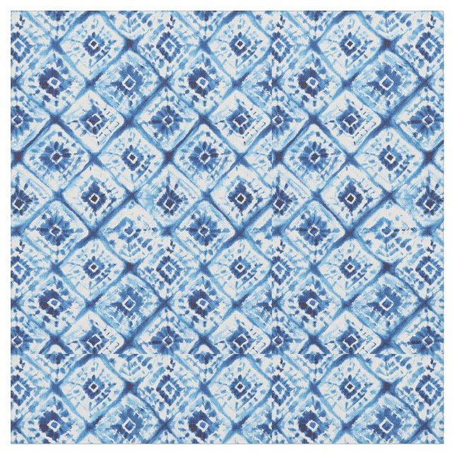 Shibori Tie Dye Indigo Blue Abstract Fabric (Close Up)
