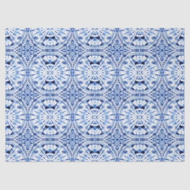 Shibori Tie Dye Indigo Blue White Asian Influence Tissue Paper (Front)