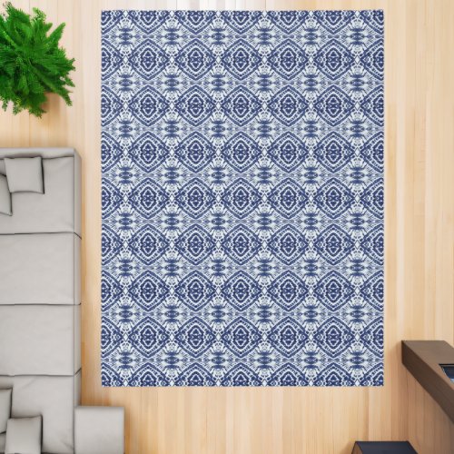 Shibori Tie Dye Modern Watercolor Navy Blue White  Rug