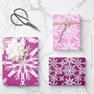 Shibori Tie Dye Pink Snowflakes Pattern Wrapping Paper Sheets