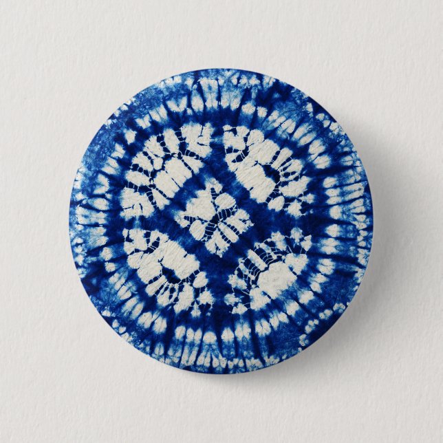 Shibori Tie Dye South Seas Indigo Batik Button (Front)
