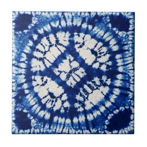 Shibori Tie Dye South Seas Indigo Batik Ceramic Tile