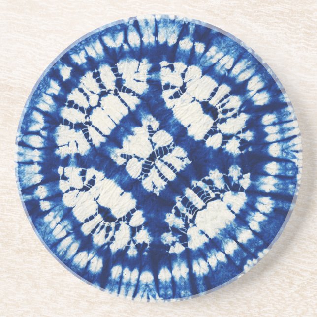 Shibori Tie Dye South Seas Indigo Batik Coaster (Front)