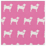 Shibu Inu Dog Silhouette Pet Pink Fabric