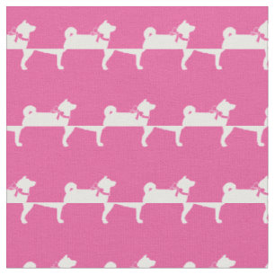 Shibu Inu Dog Silhouette Pet Pink Fabric