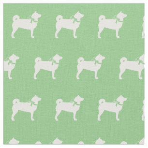 Shibu Inu Dog Silhouette Pet Sage Green Fabric