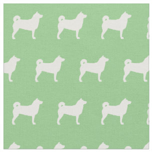 Shibu Inu Dog Silhouette Pet Sage Green Fabric