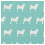 Shibu Inu Dog Silhouette Pet Teal Fabric