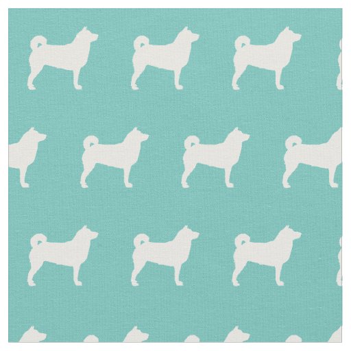 Shibu Inu Dog Silhouette Pet Teal Fabric