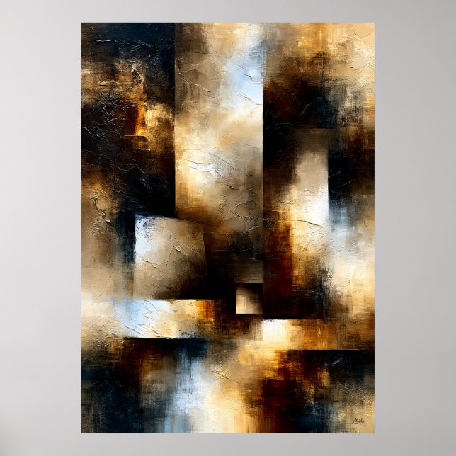 Shibui Bronze Passage Textured Geometric Abstract  Poster (Front)