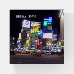 Shibuya City Lights Night in Tokyo Japan Paperweight