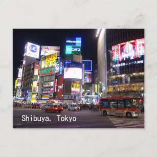 Shibuya City Lights Night in Tokyo Japan Postcard