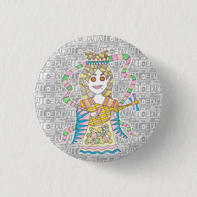 Shichifukujin / Benzaiten Can Badge Button (Front)