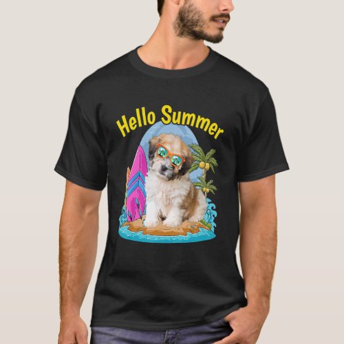 Shichon Hello Summer Dog  Vacation 2022 T_Shirt