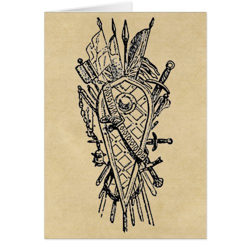 Shield and Sword Fencing Logo Greeting Card