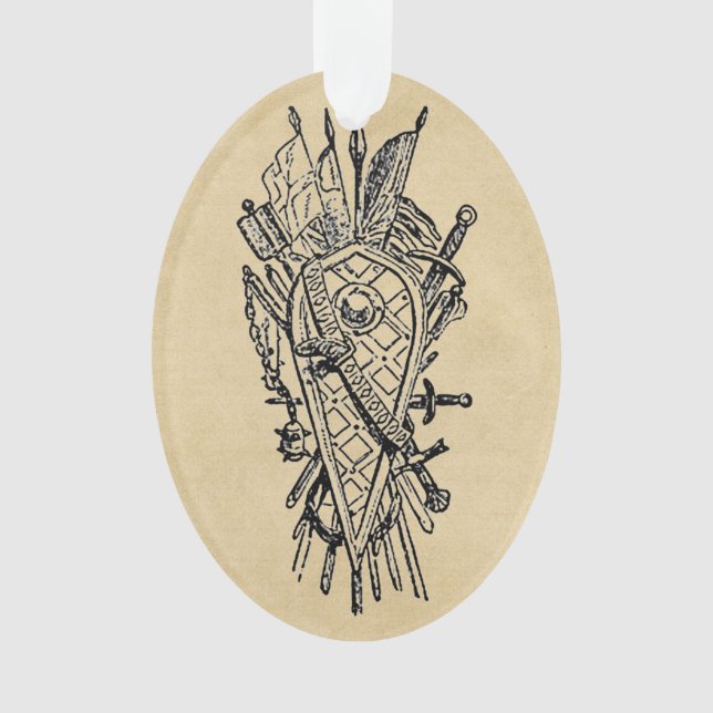 Shield and Sword Fencing Logo Ornament (Front)