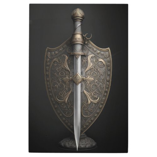 Shield and Sword Metal Print