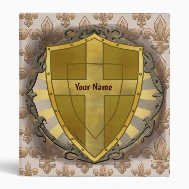 Shield Christian Cross 3 Ring Binder (Front)