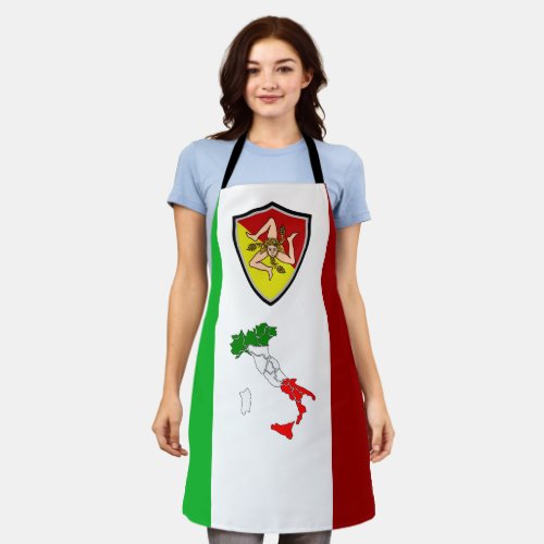 Shield flag of Sicily Italy   Apron
