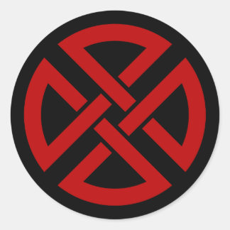 Shield Knot (Celtic version in red & black) Classic Round Sticker