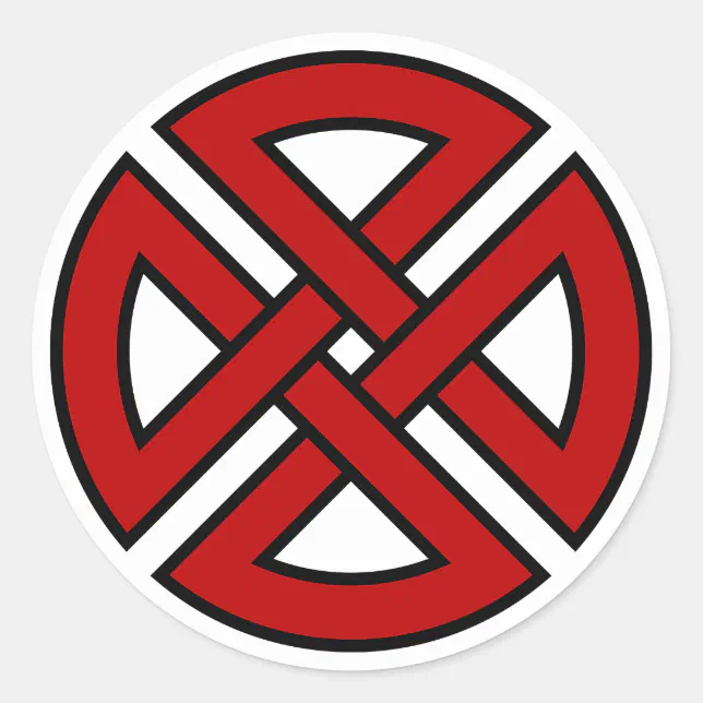 Shield Knot (Celtic version in red & black) Classic Round Sticker | Zazzle