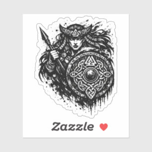 Shield Maiden Spear‑Sigil – Mythic Warrior Ink Sticker
