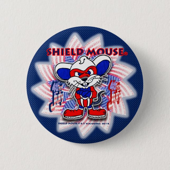SHIELD MOUSE Happy July 4th. 2015 (Blue) Button (Front)