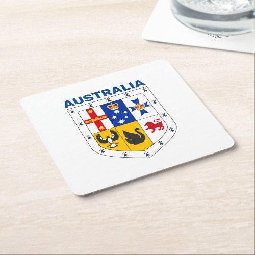 Shield of arms of Australia Square Paper Coaster