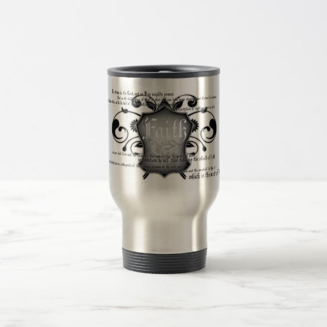 Shield of Faith Christian travel mug (Center)