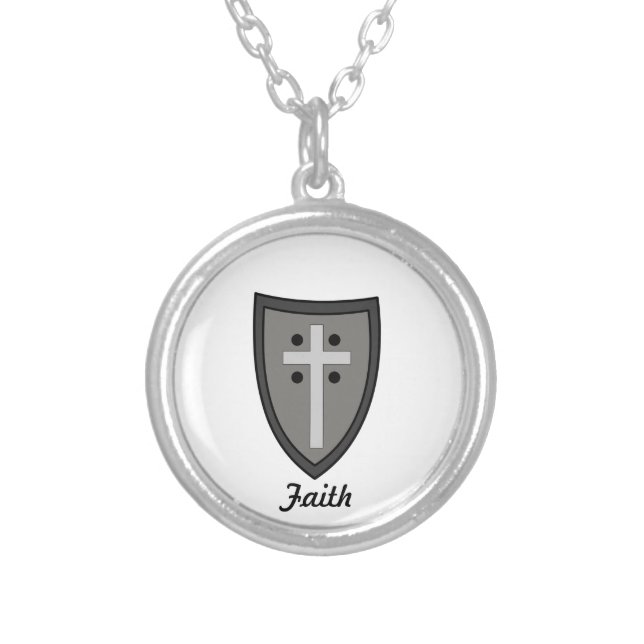 Shield of Faith Silver Plated Necklace (Front)