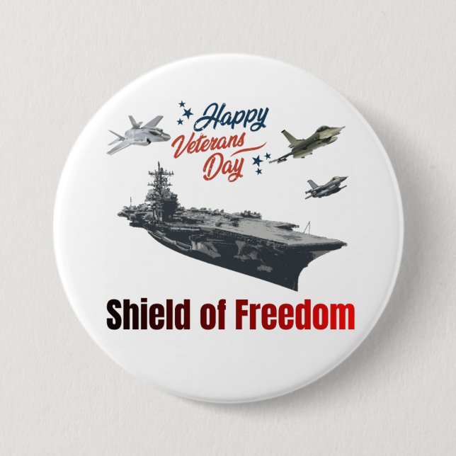 Shield of freedom white button (Front)