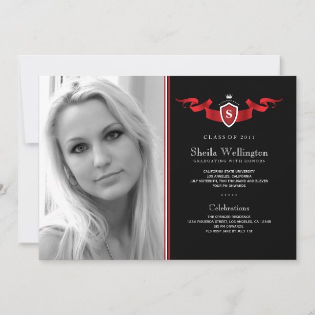 Shield Photo Graduation Announcement (Front)