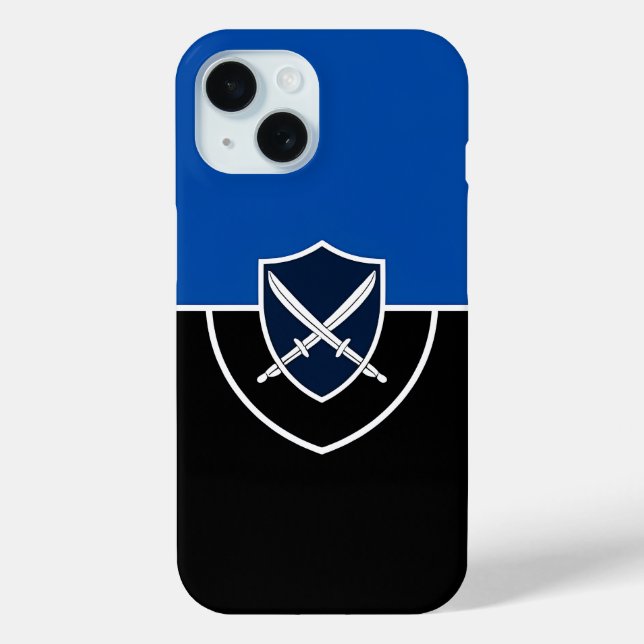 Shield with Crossed Swords on Blue & Black Case-Mate iPhone Case (Back)