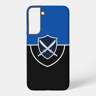 Shield with Crossed Swords on Blue & Black Samsung Galaxy S22+ Case