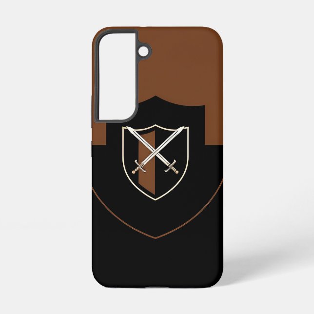 Shield with Crossed Swords on Brown  Samsung Galaxy Case (Back)